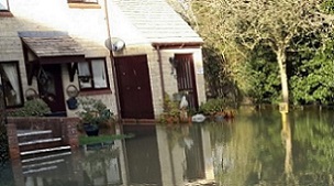 Flooding at the Riverside Gardens complex in Witney, Oxfordshire