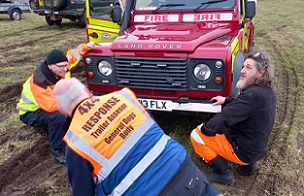 Norfolk and Suffolk 4x4 Response chairman Kalvin McLeod (right) on a joint training day with the fire service